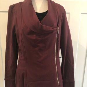 WHBM Moto Jacket Women’s Burgundy Asymmetrical Stretch | Size 10